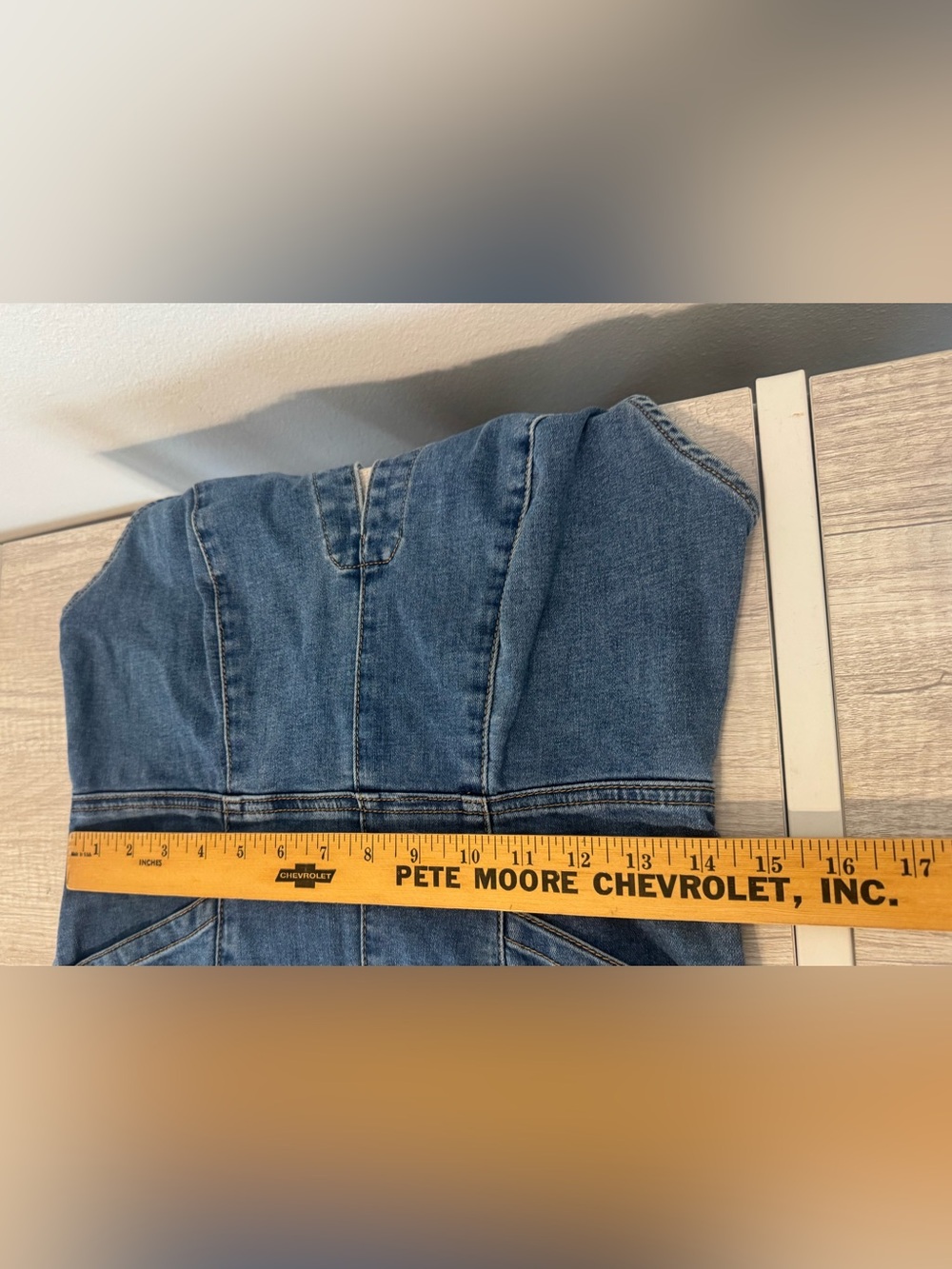 We The Free Sweet Thing Denim Flare Jumpsuit Halter Boho Festival Med *Read* - Picture 10 of 16